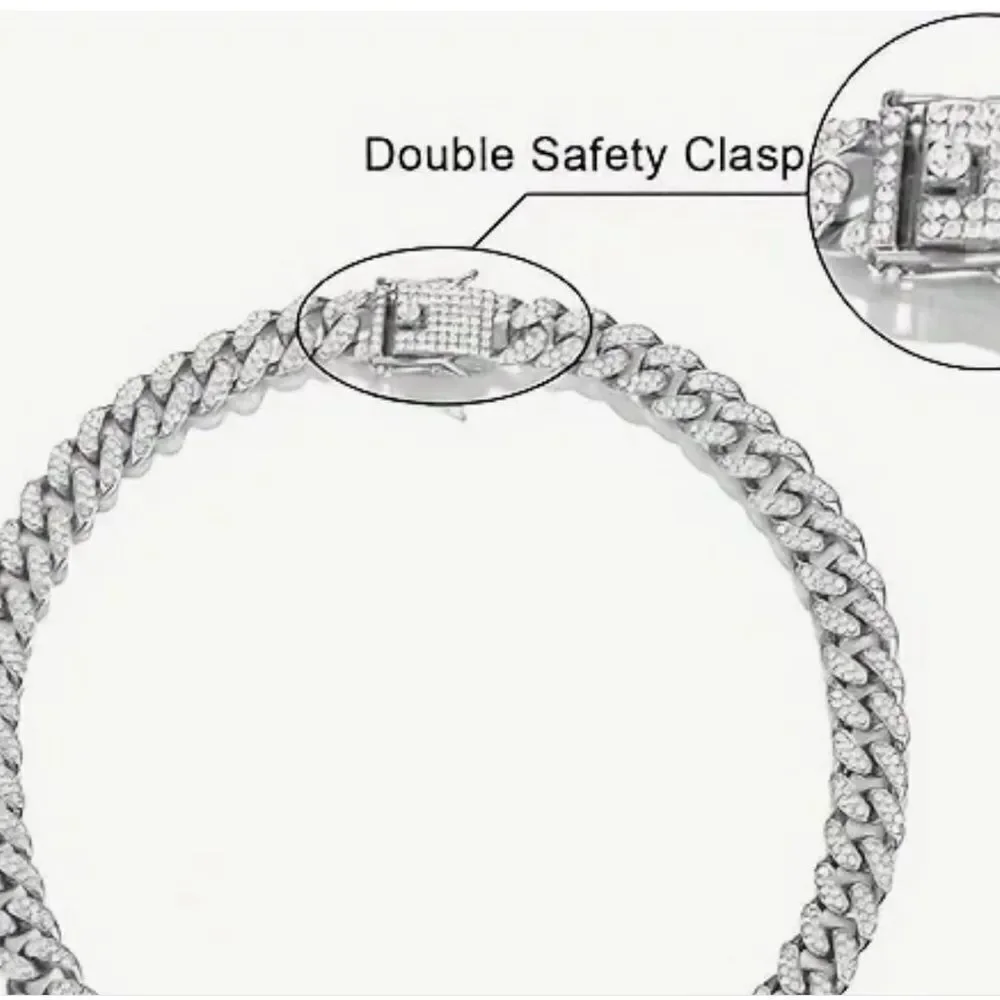 🩶 NEW Men's or Women’s Silver Rhinestone Chain Necklace 🩶